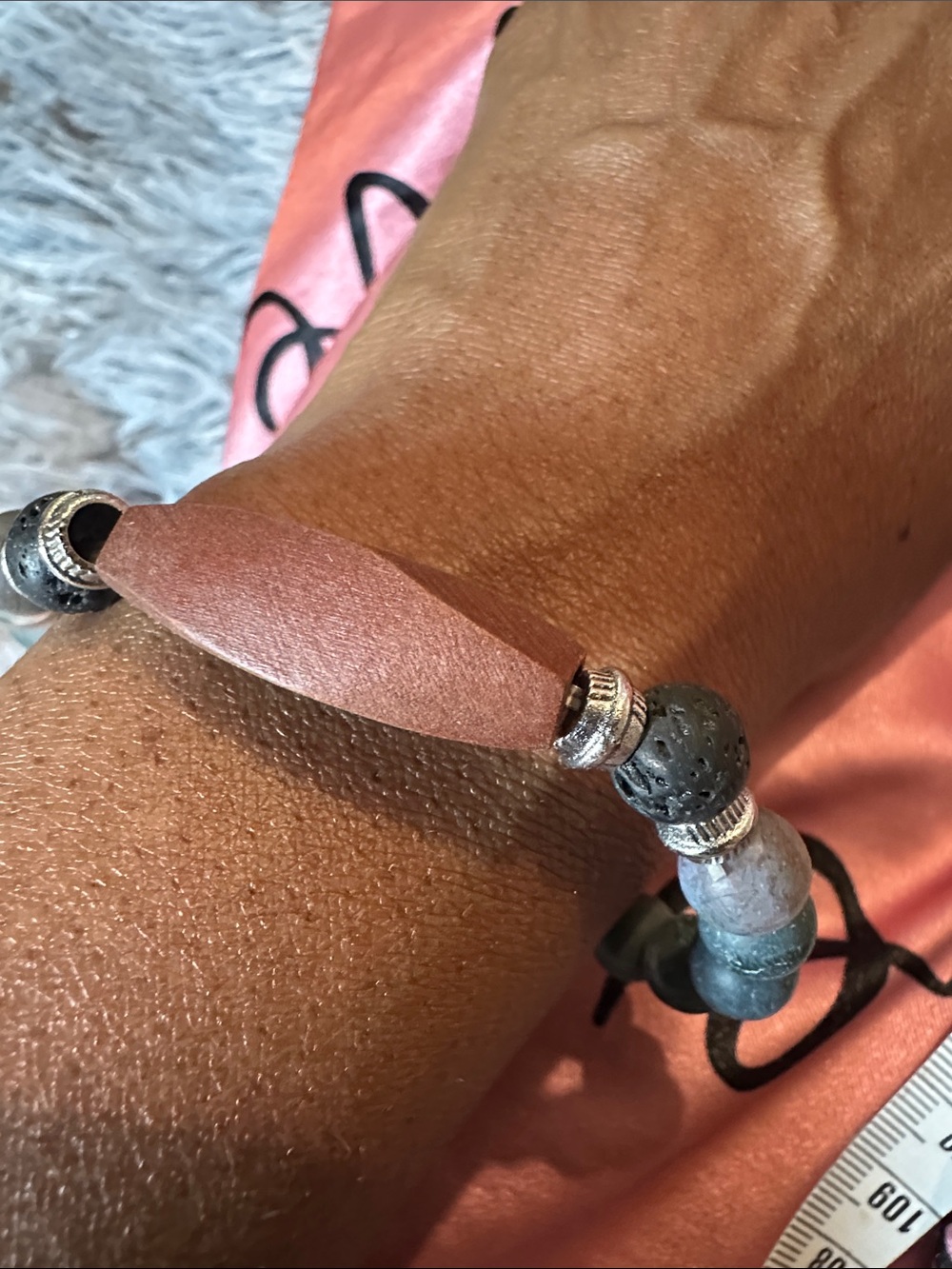 Handmade Stretchy wood/Natural stone Aromatherapy Diffuser Bracelet